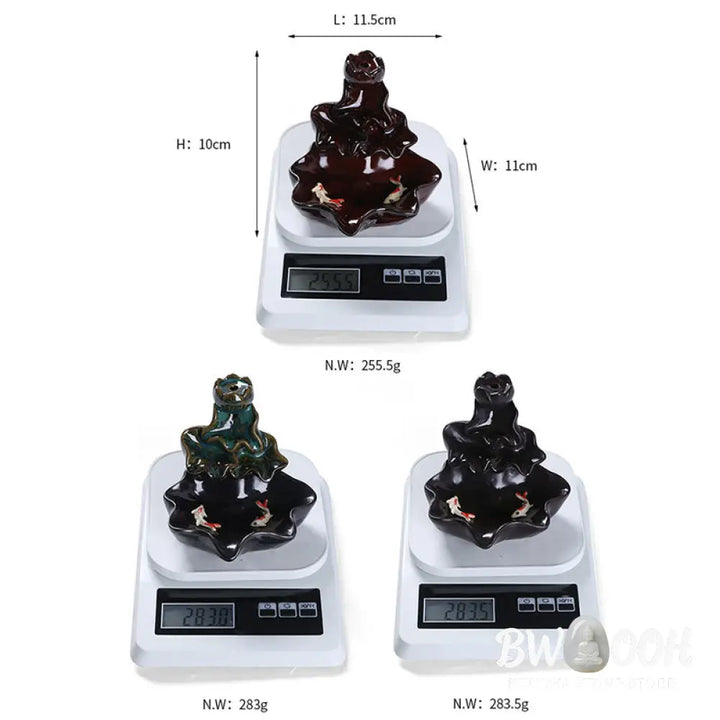 BWOOOH ceramic backflow incense burner - Lotus Leaf Koi Fish Ceramic Backflo