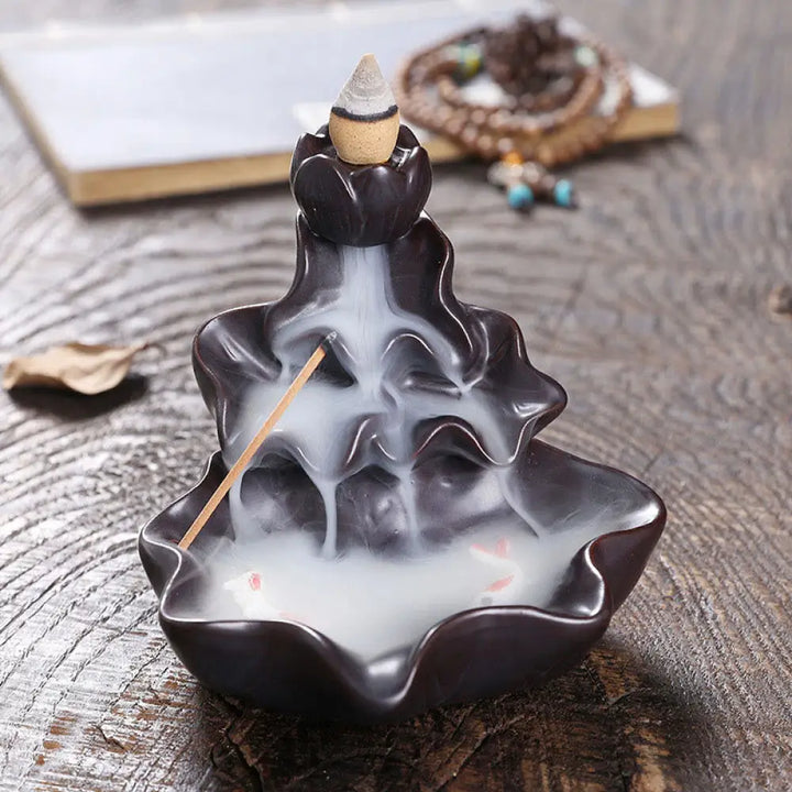 BWOOOH ceramic backflow incense burner - Lotus Leaf Koi Fish Ceramic Backflo