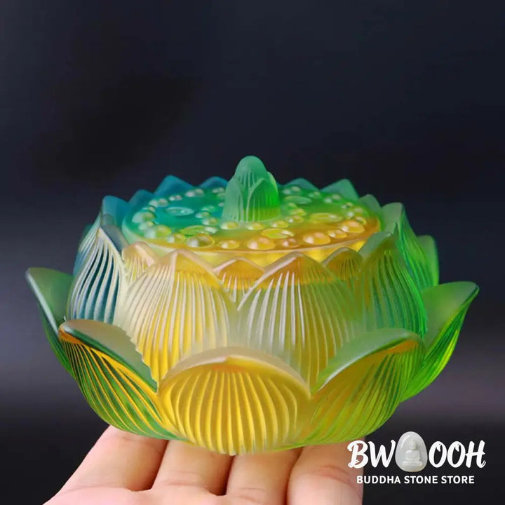 BWOOOH Lotus Liuli Crystal Healing Meditation Incense Burner - Incense Burner