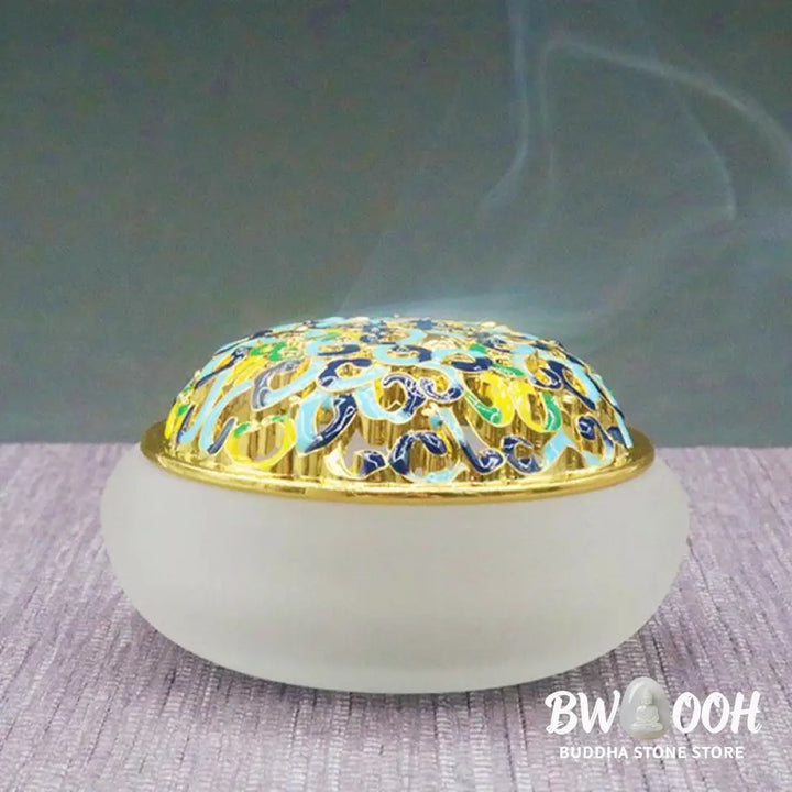 BWOOOH Lotus Liuli Crystal Healing Meditation Incense Burner - Incense Burner