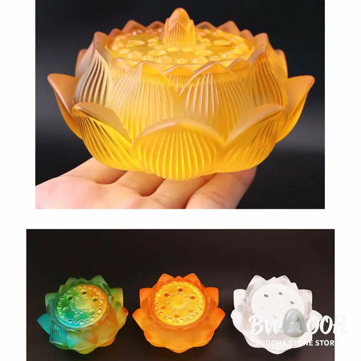 BWOOOH Lotus Liuli Crystal Healing Meditation Incense Burner - Incense Burner