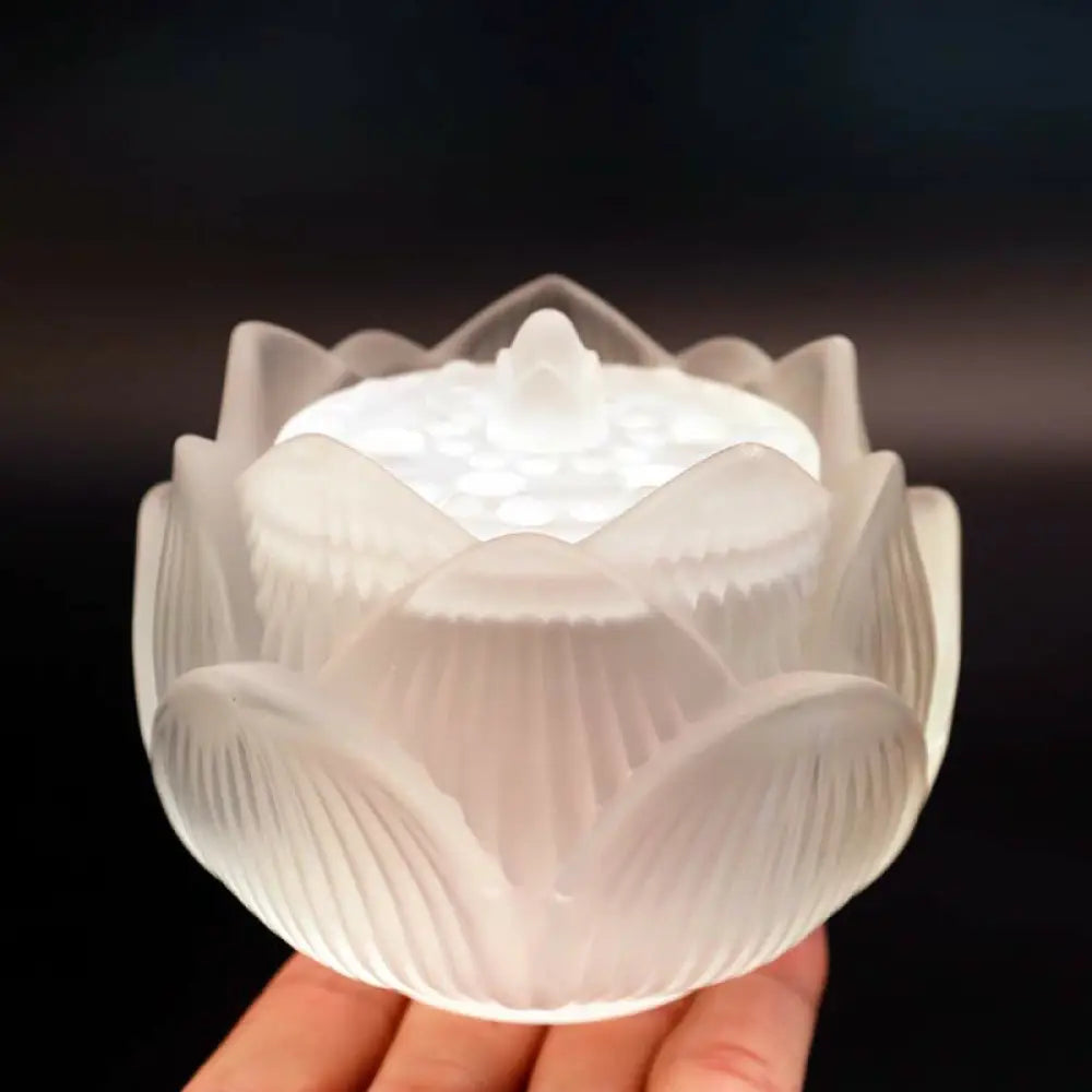 BWOOOH Lotus Liuli Crystal Healing Meditation Incense Burner - Small White Lotus 10.5*8.3cm - Incense Burner