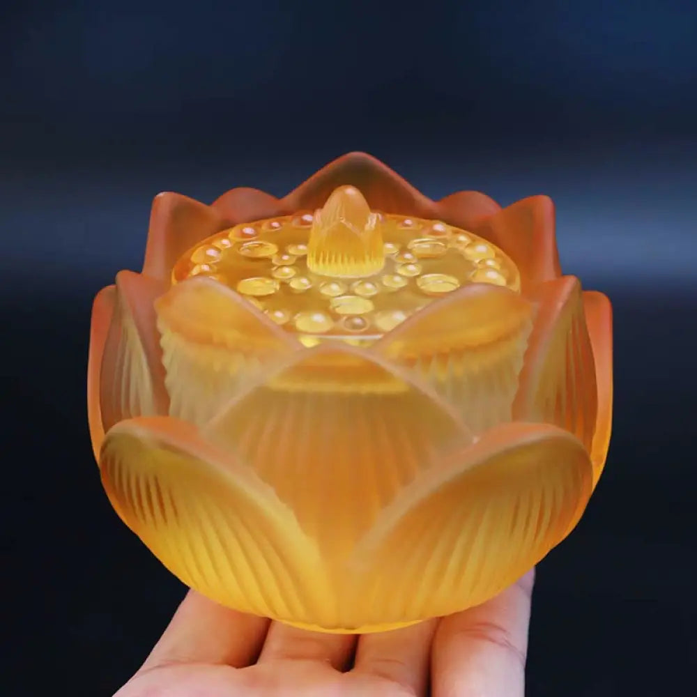 BWOOOH Lotus Liuli Crystal Healing Meditation Incense Burner - Small Yellow Lotus 10.5*8.3cm - Incense Burner