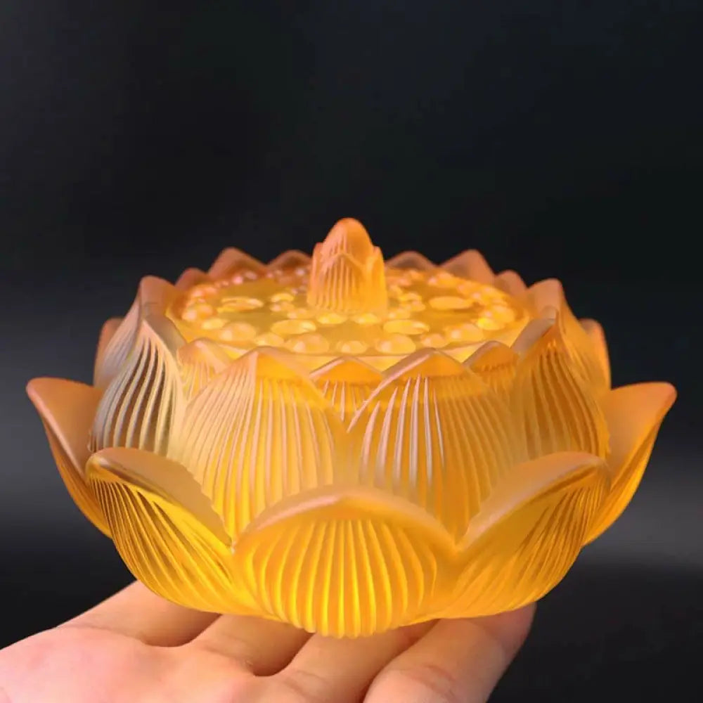BWOOOH Lotus Liuli Crystal Healing Meditation Incense Burner - Yellow Lotus 11.5*6.7cm - Incense Burner