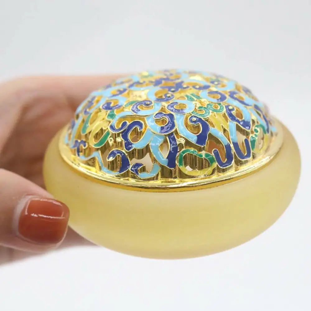 BWOOOH Lotus Liuli Crystal Healing Meditation Incense Burner - Yellow 7.8*4.5cm - Incense Burner