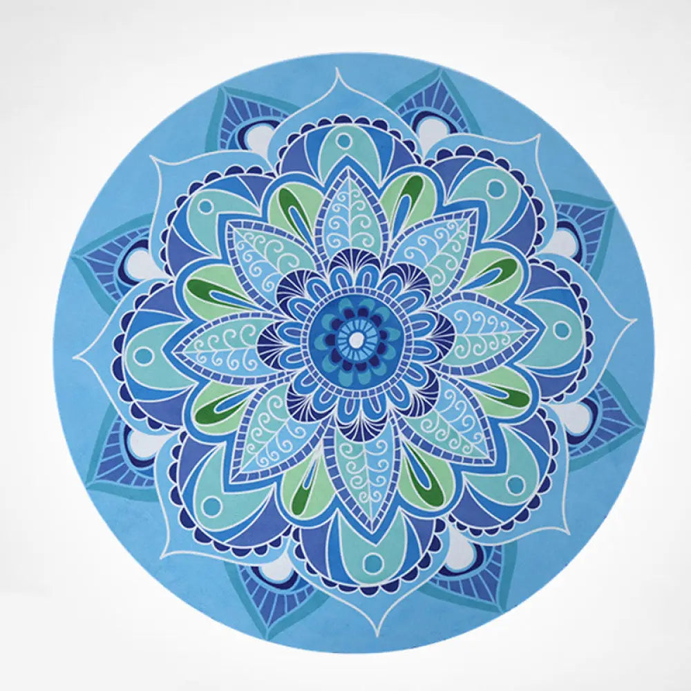 BWOOOH Lotus Mandala Pattern Foldable Yoga Meditation Seat Mat Home Decoration - Mandala / LightSkyBlue