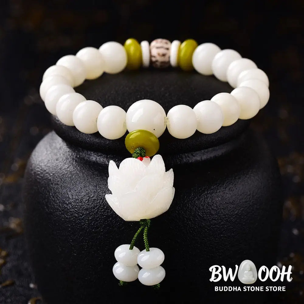 Buddha Stones Lotus Natural White Bodhi Seed Luck Bracelet - BWOOOH - Bodhi Seed - Bracelet