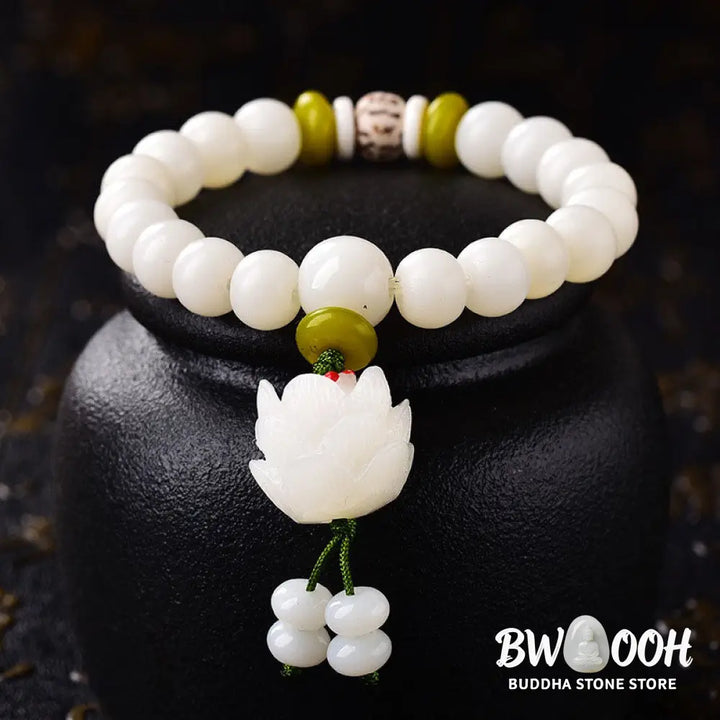 Buddha Stones Lotus Natural White Bodhi Seed Luck Bracelet - BWOOOH - Bodhi Seed - Bracelet