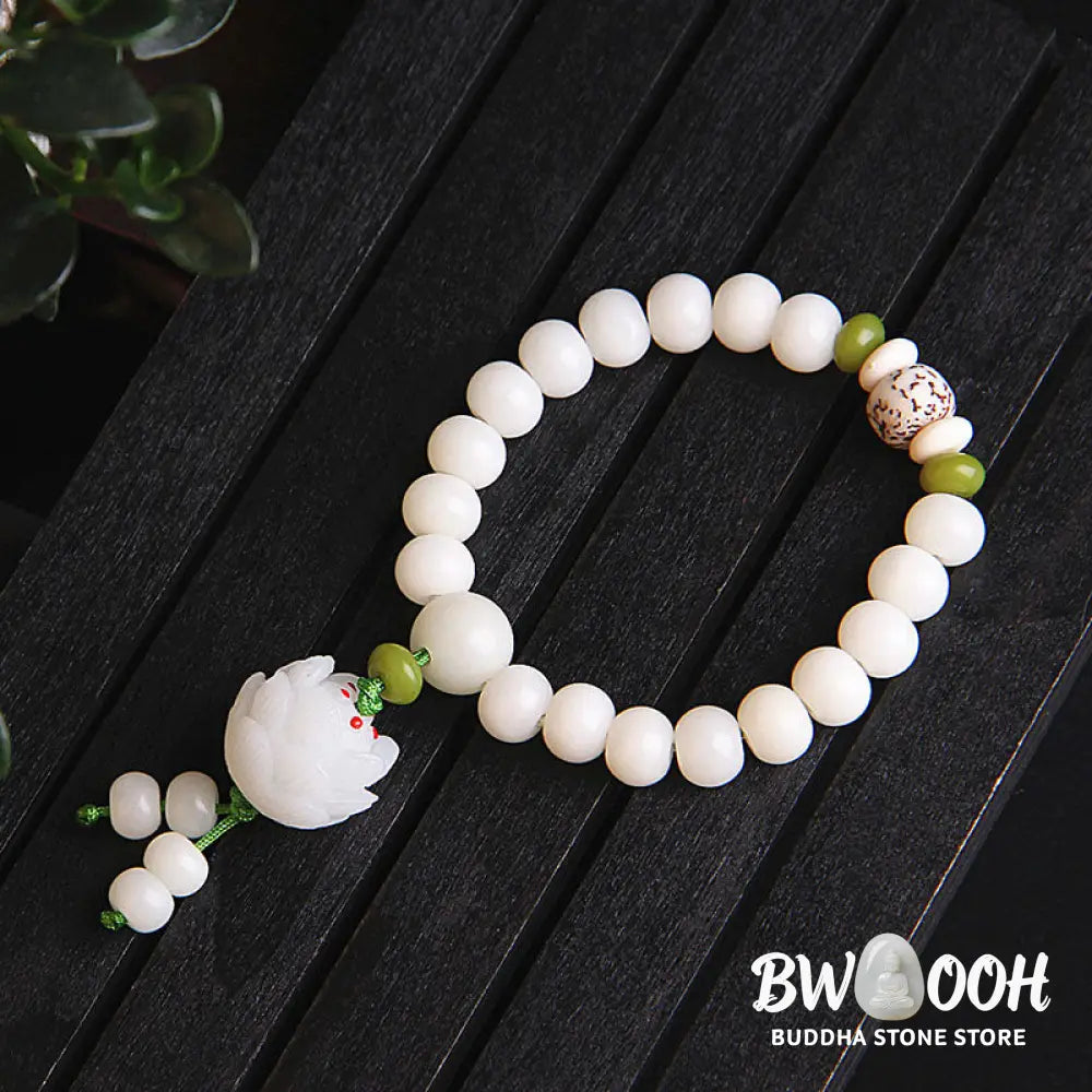 Buddha Stones Lotus Natural White Bodhi Seed Luck Bracelet - BWOOOH - Bodhi Seed - Bracelet