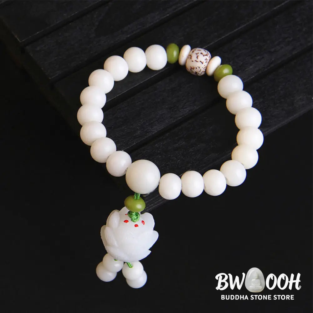Buddha Stones Lotus Natural White Bodhi Seed Luck Bracelet - BWOOOH - Bodhi Seed - Bracelet