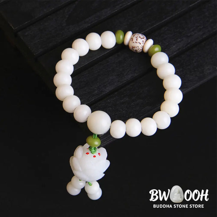Buddha Stones Lotus Natural White Bodhi Seed Luck Bracelet - BWOOOH - Bodhi Seed - Bracelet