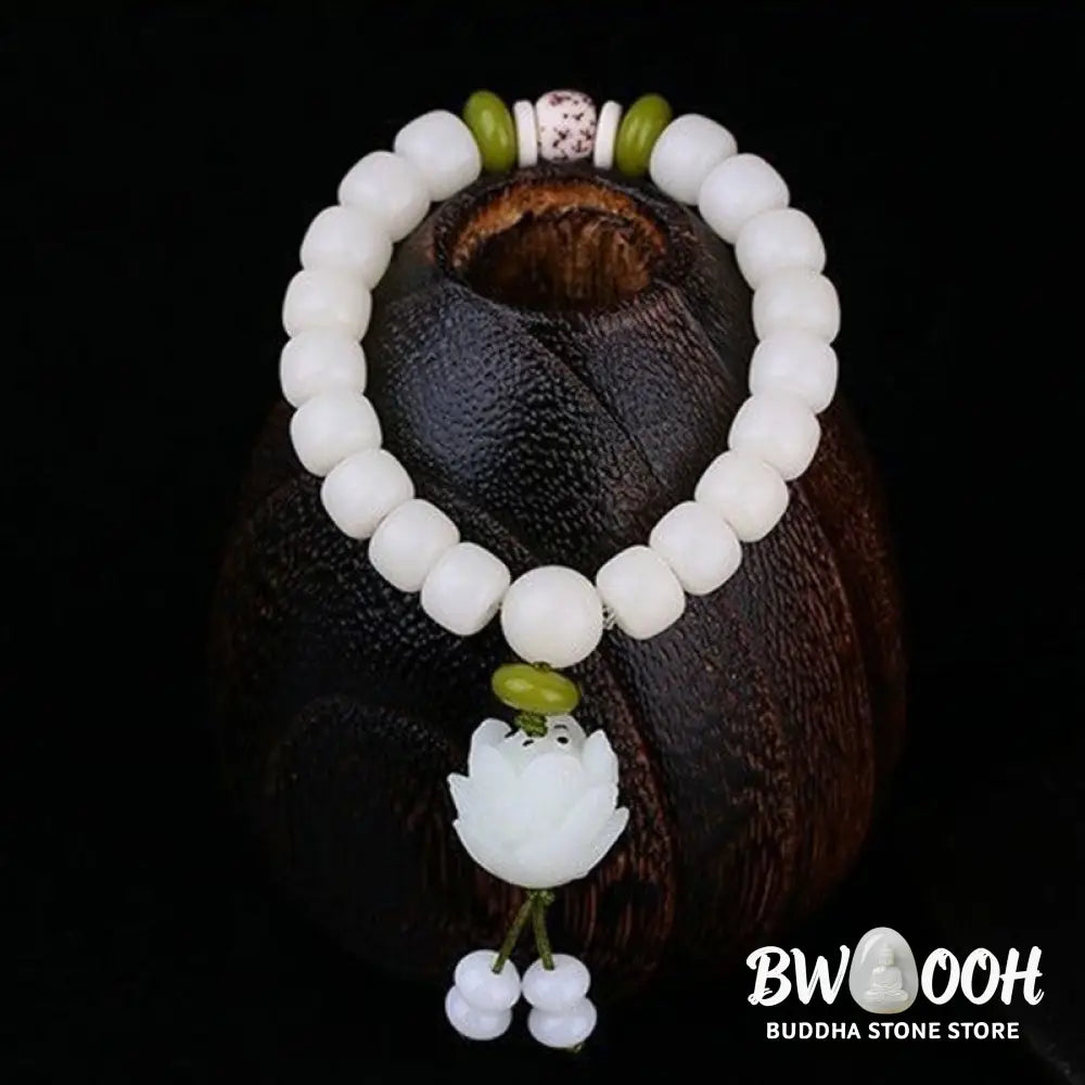 Buddha Stones Lotus Natural White Bodhi Seed Luck Bracelet - BWOOOH - Bodhi Seed - Bracelet