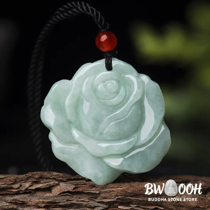 Buddha Stones Lotus Pattern Jade Abundance Prosperity Necklace String Pendant - BWOOOH - Jade - Necklaces &amp; Pendants