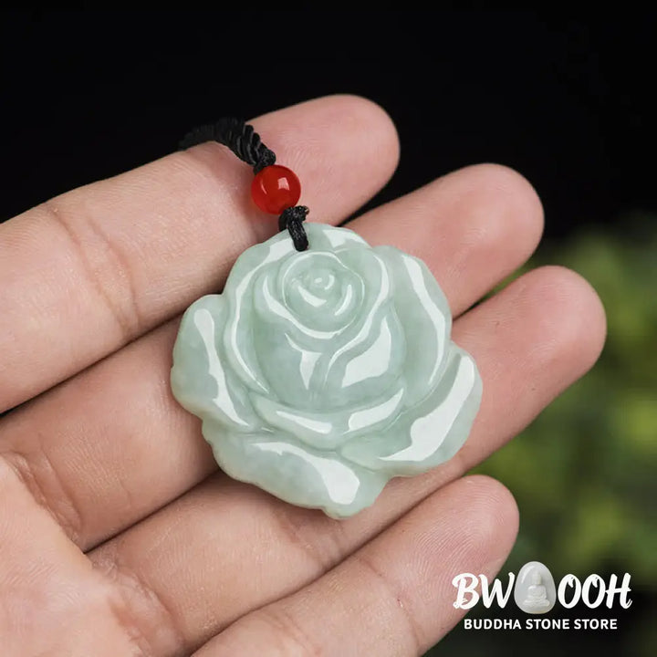 Buddha Stones Lotus Pattern Jade Abundance Prosperity Necklace String Pendant - BWOOOH - Jade - Necklaces &amp; Pendants