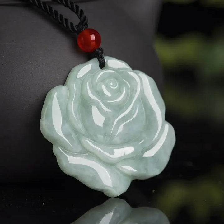 BWOOOH lotus pattern jade abundance prosperity necklace string pendant adjustable 45-50cm