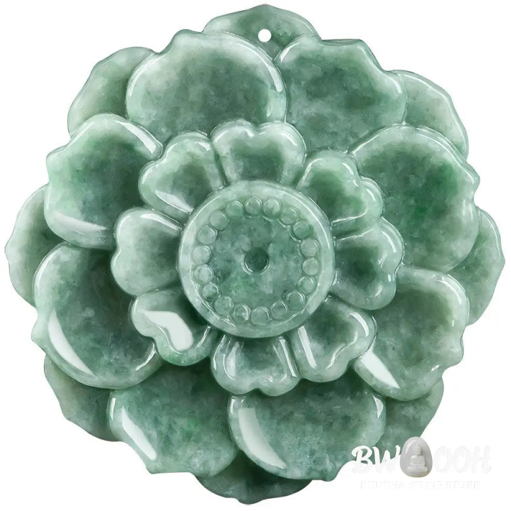 BWOOOH hand-carved vibrant green jade lotus pattern prosperity necklace pendant, symbolizing luck, abundance, and new beginnings on an adjustable string for spiritual wellness. - View 9
