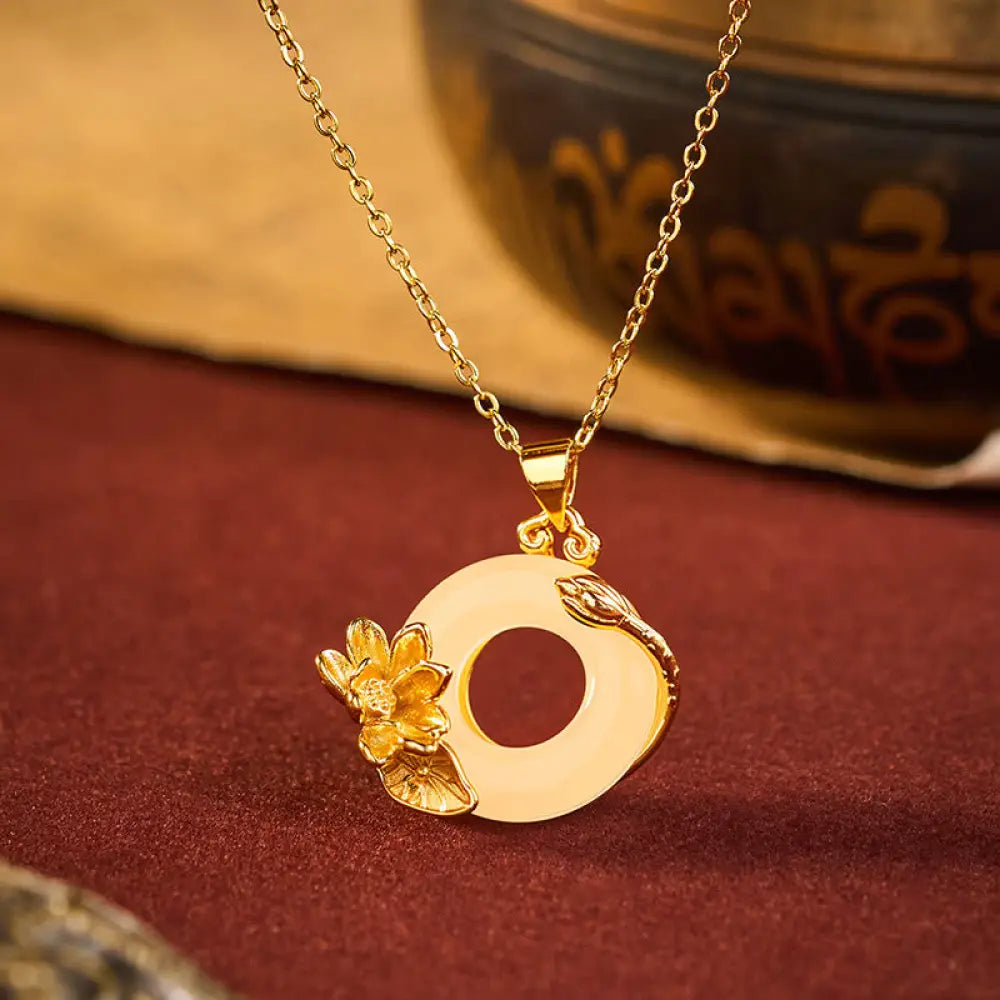 Buddha Stones Lotus Peace Buckle Peace Necklace Pendant - BWOOOH - Lotus Peace Buckle - Necklaces & Pendants