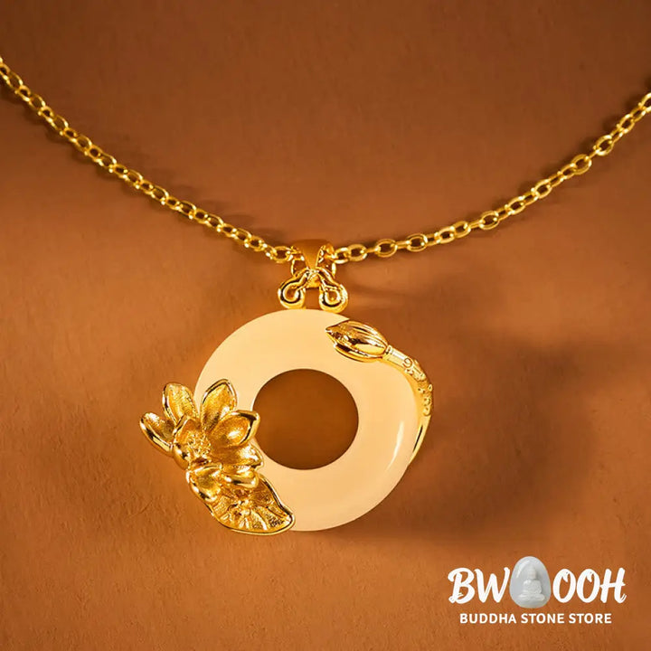 Buddha Stones Lotus Peace Buckle Peace Necklace Pendant - BWOOOH - Lotus Peace Buckle - Necklaces &amp; Pendants