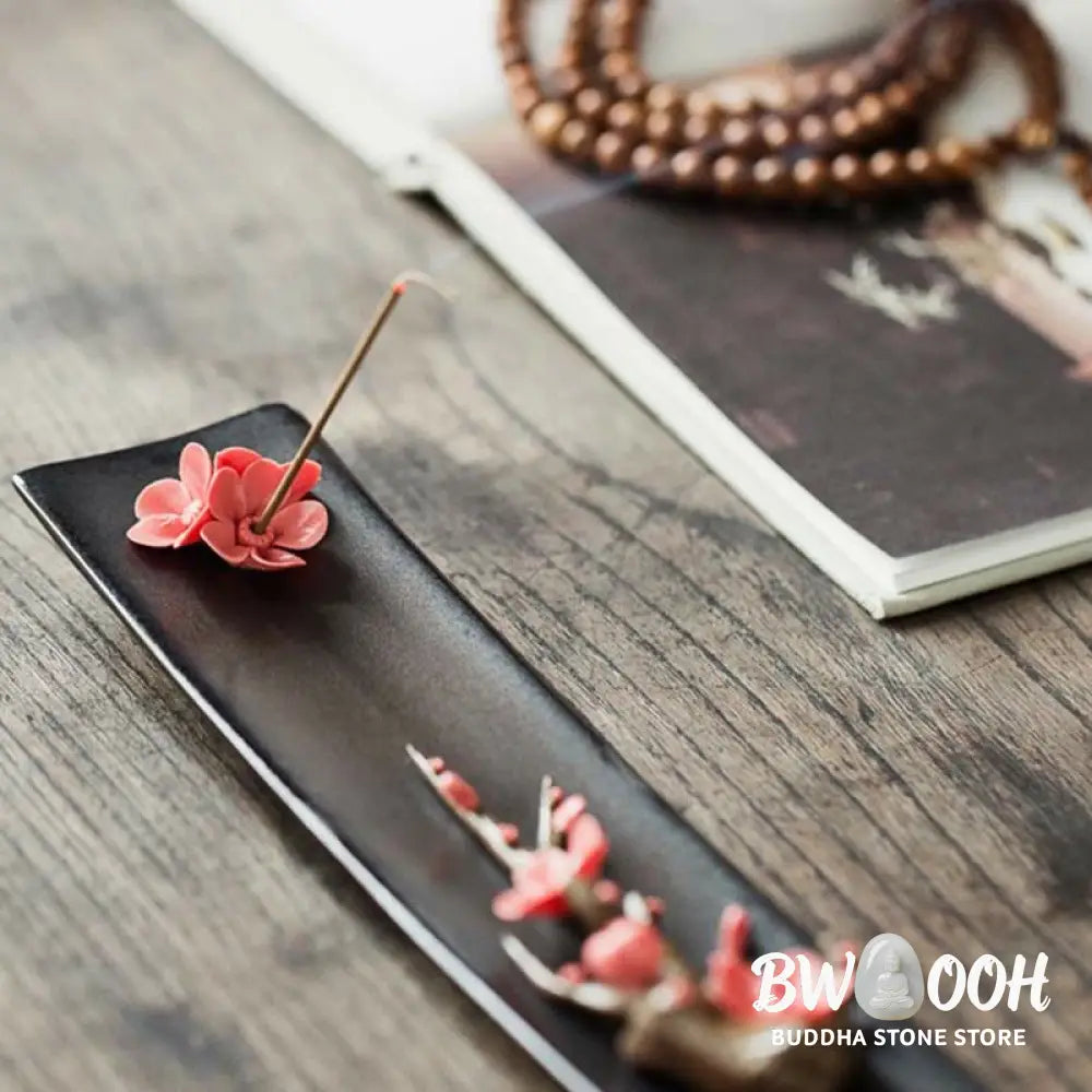 BWOOOH Lotus Peony Rose Flower Ceramic Spiritual Incense Burner - Incense Burner