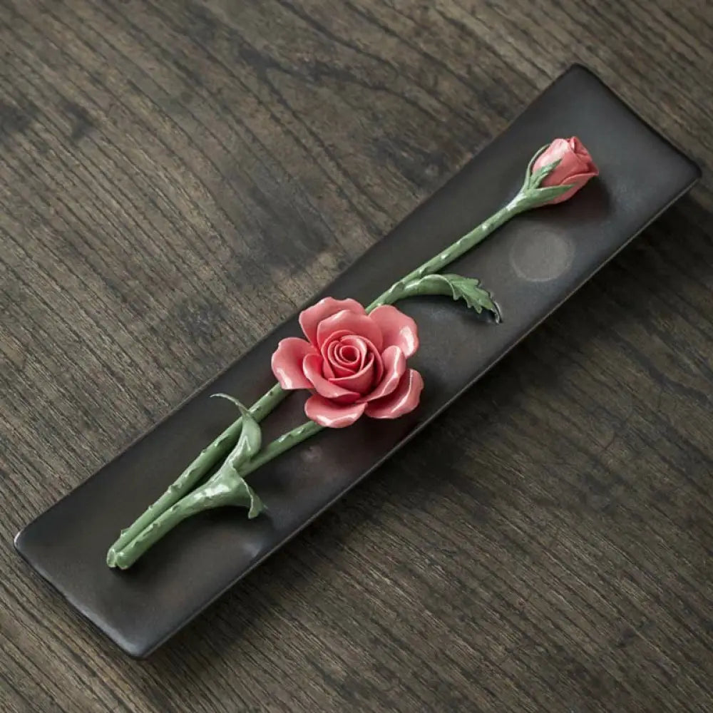 BWOOOH Lotus Peony Rose Flower Ceramic Spiritual Incense Burner - Incense Burner