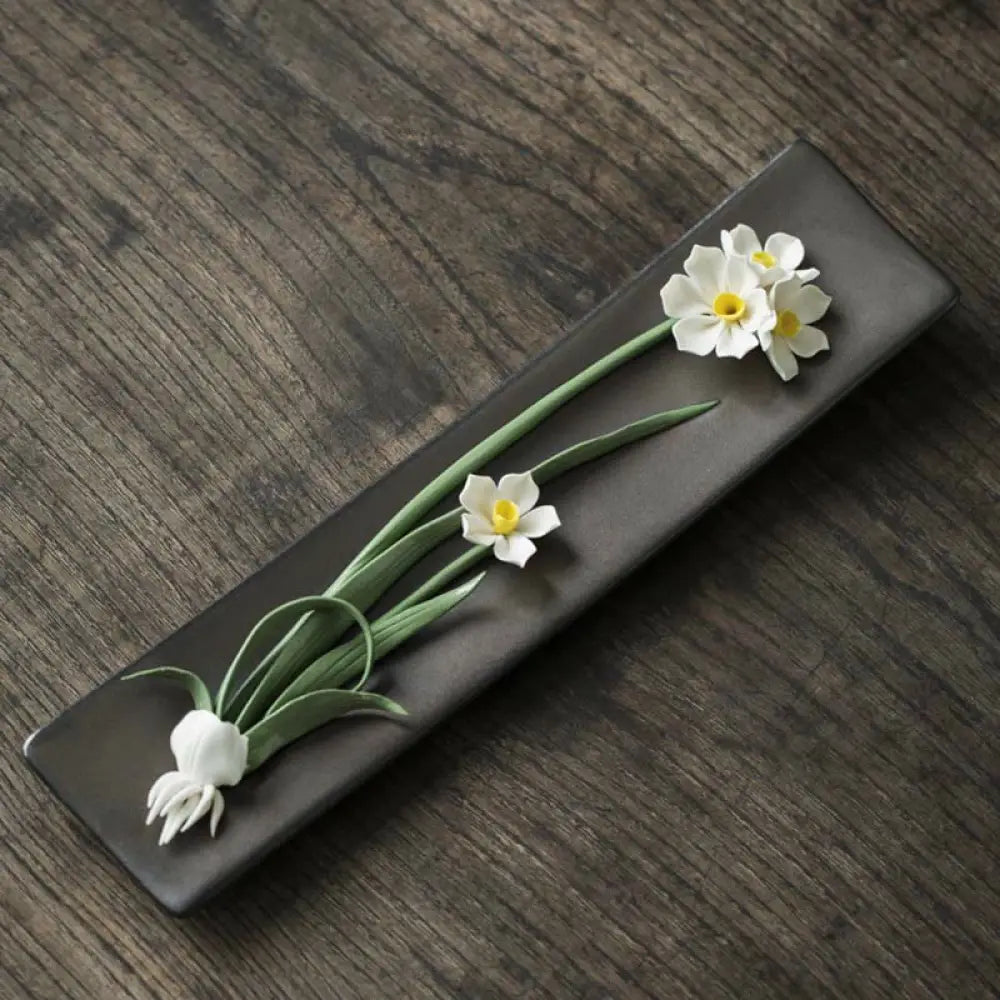 BWOOOH Lotus Peony Rose Flower Ceramic Spiritual Incense Burner - Incense Burner