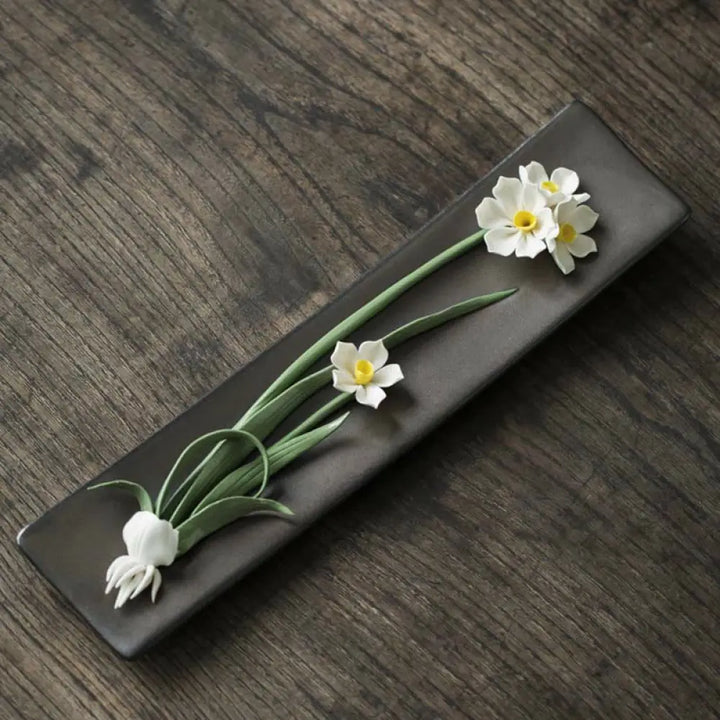BWOOOH Lotus Peony Rose Flower Ceramic Spiritual Incense Burner - Incense Burner