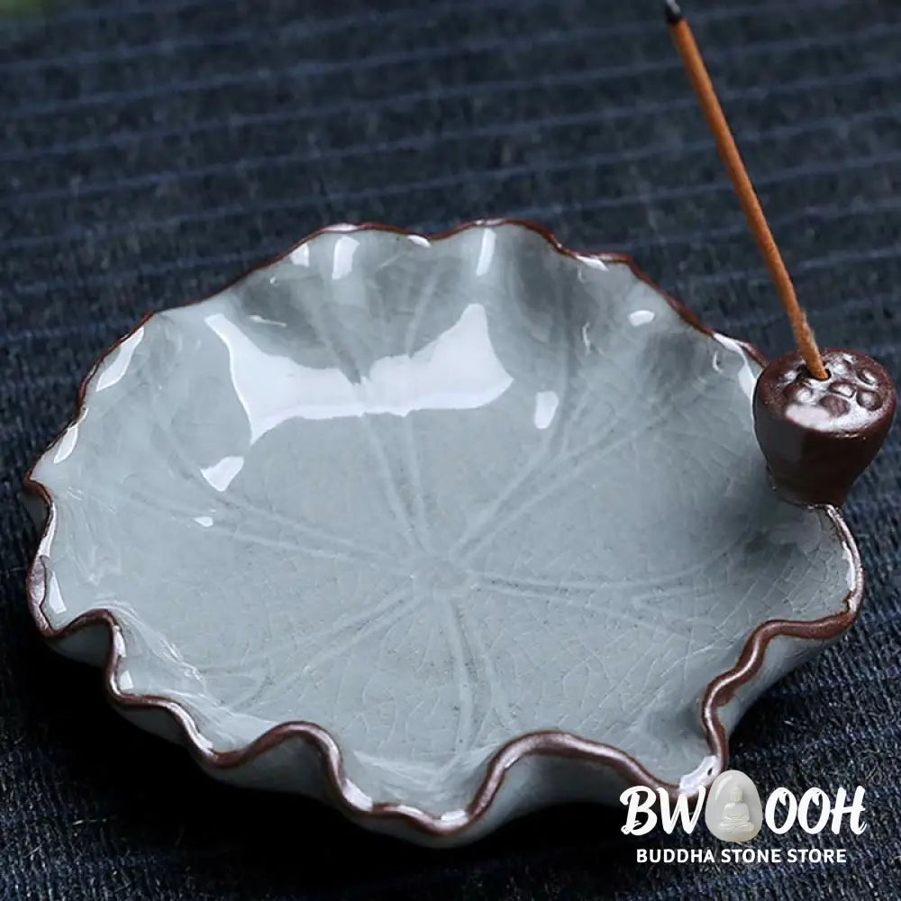 BWOOOH Lotus Plum Blossom Square Ceramic Spiritual Backflow Incense Burner - Lotus - Incense Burner