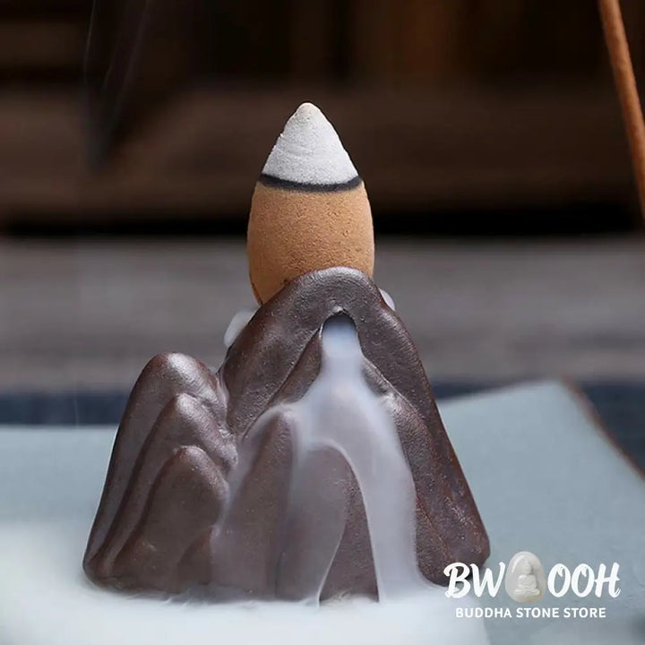BWOOOH Lotus Plum Blossom Square Ceramic Spiritual Backflow Incense Burner - Lotus - Incense Burner