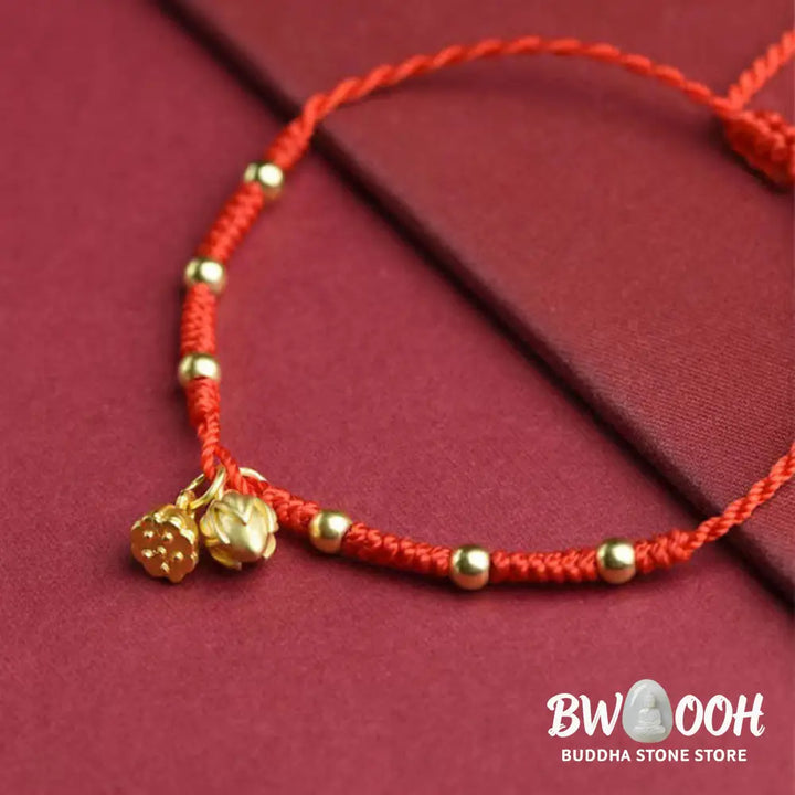 Buddha Stones Lotus Pod Charm Luck String Rope Anklet - Anklet