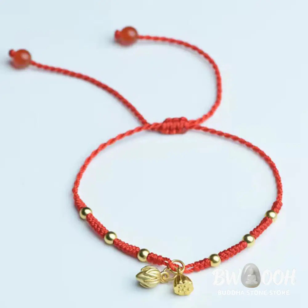 Buddha Stones Lotus Pod Charm Luck String Rope Anklet - Anklet