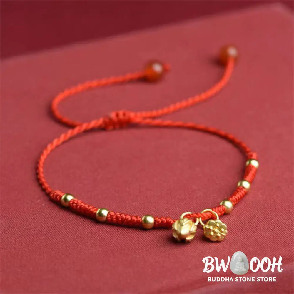 Buddha Stones Lotus Pod Charm Luck String Rope Anklet - Anklet