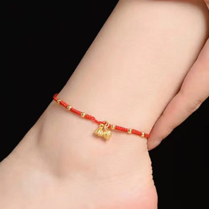 BWOOOH Lotus Pod Charm Luck String Rope Anklet