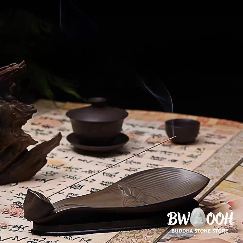 BWOOOH ceramic incense burner - Lotus Pod Zen Healing Brown Ceramic