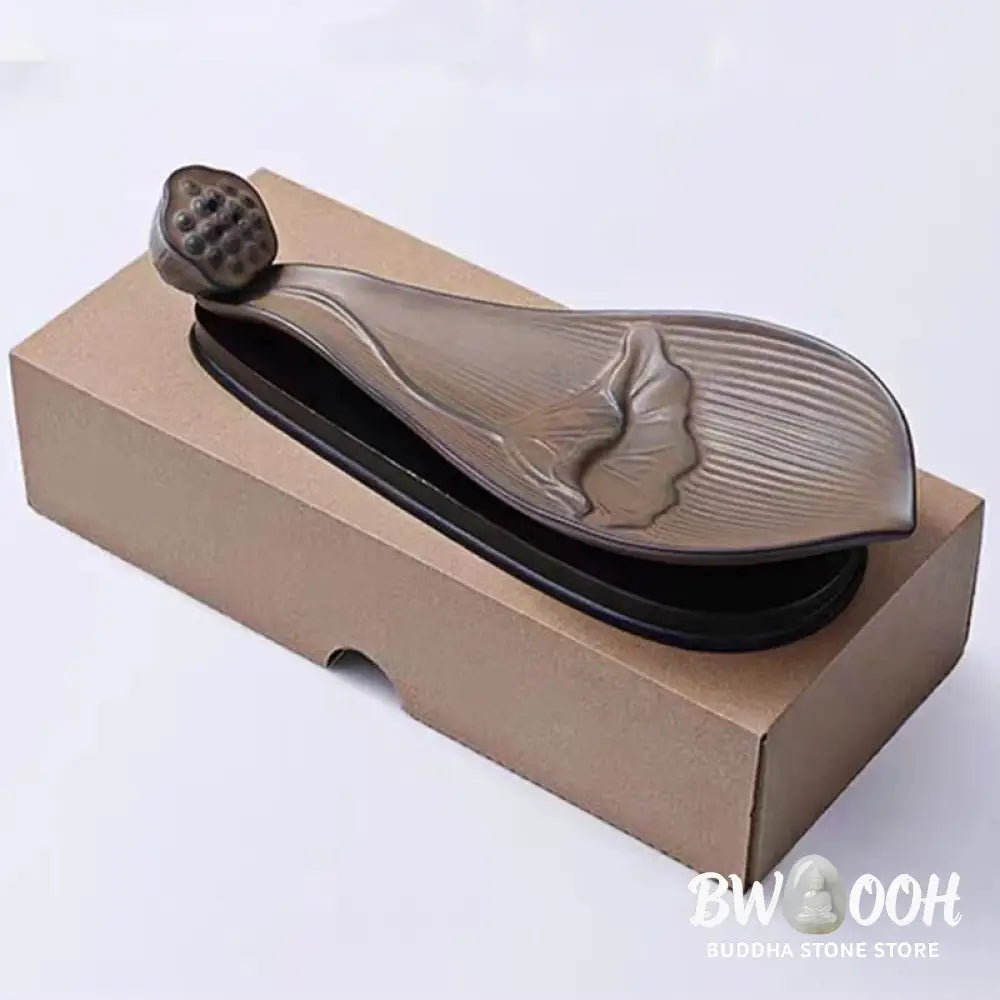 BWOOOH ceramic incense burner - Lotus Pod Zen Healing Brown Ceramic