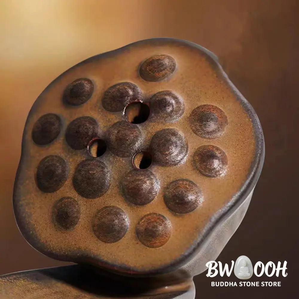 BWOOOH ceramic incense burner - Lotus Pod Zen Healing Brown Ceramic