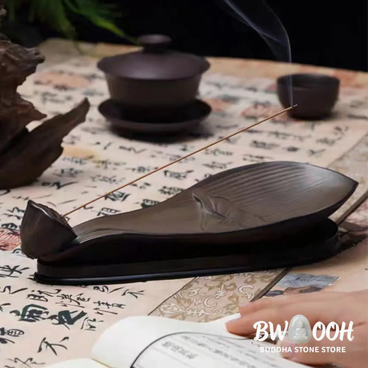BWOOOH ceramic incense burner - Lotus Pod Zen Healing Brown Ceramic