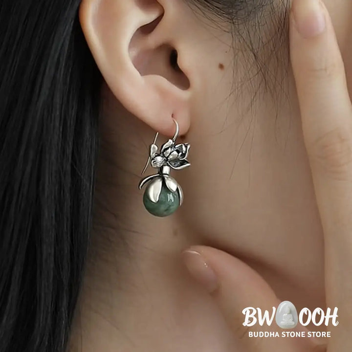 Buddha Stones Lotus Round Bead Copper Enlightenment Earrings - Lotus(Copper Posts) - Earrings