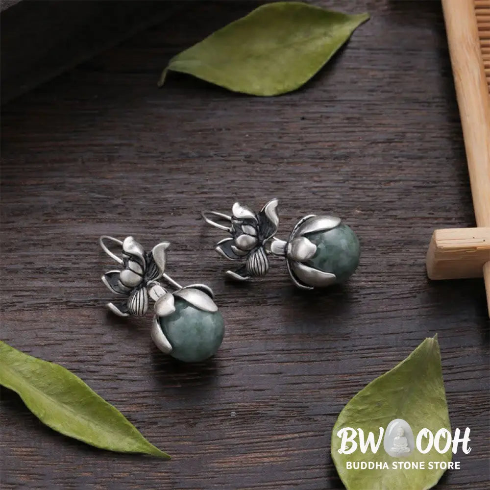 Buddha Stones Lotus Round Bead Copper Enlightenment Earrings - Lotus(Copper Posts) - Earrings
