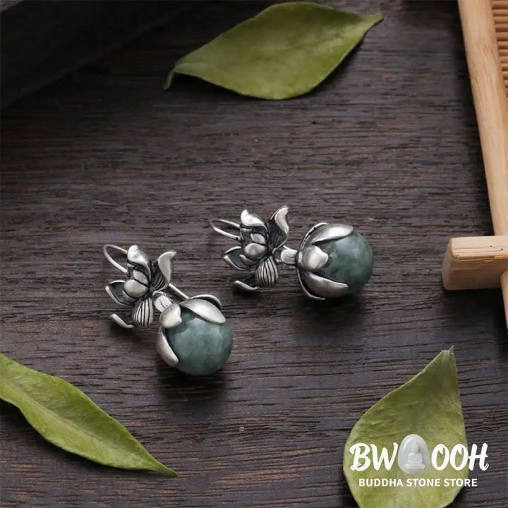 Buddha Stones Lotus Round Bead Copper Enlightenment Earrings - Lotus(Copper Posts) - Earrings