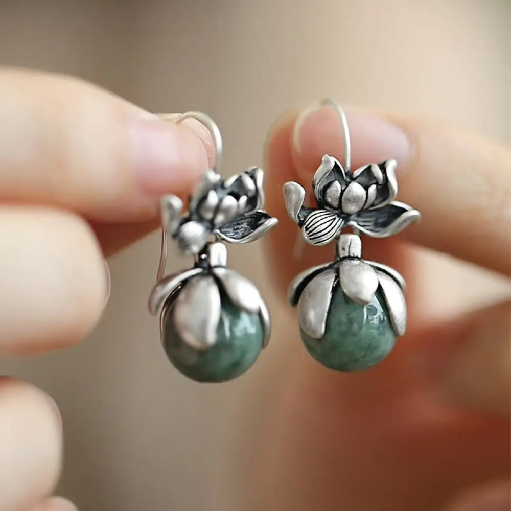 BWOOOH Lotus Round Bead Copper Enlightenment Earrings — Copper spiritual jewelry for spiritual healing and mindful living