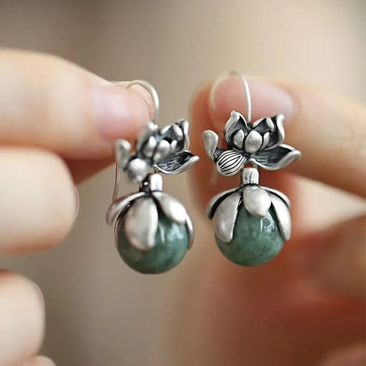 BWOOOH Lotus Round Bead Copper Enlightenment Earrings — Copper spiritual jewelry for spiritual healing and mindful living