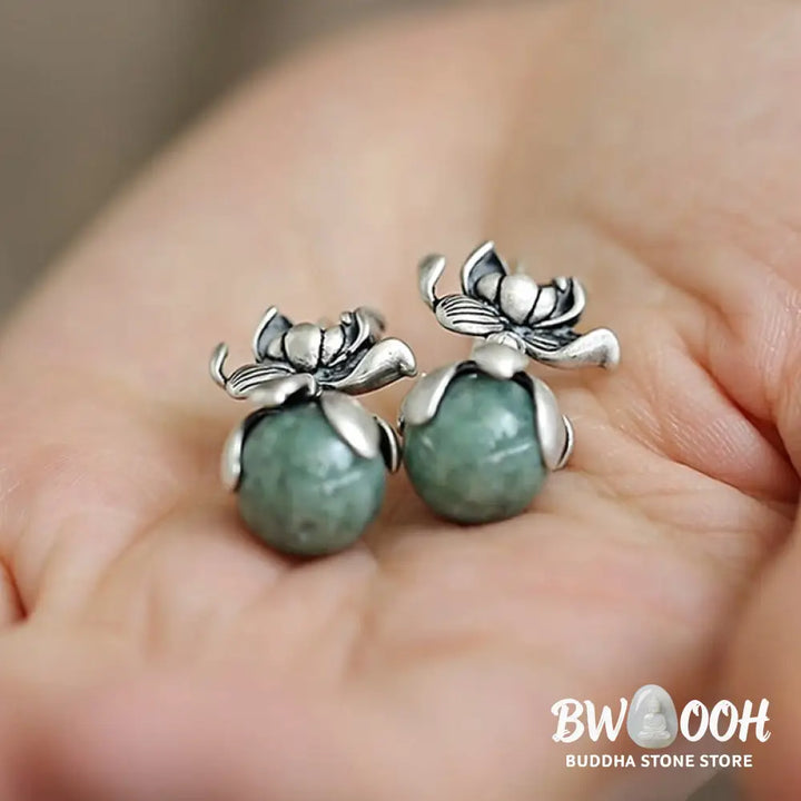 Buddha Stones Lotus Round Bead Copper Enlightenment Earrings - Lotus(Copper Posts) - Earrings