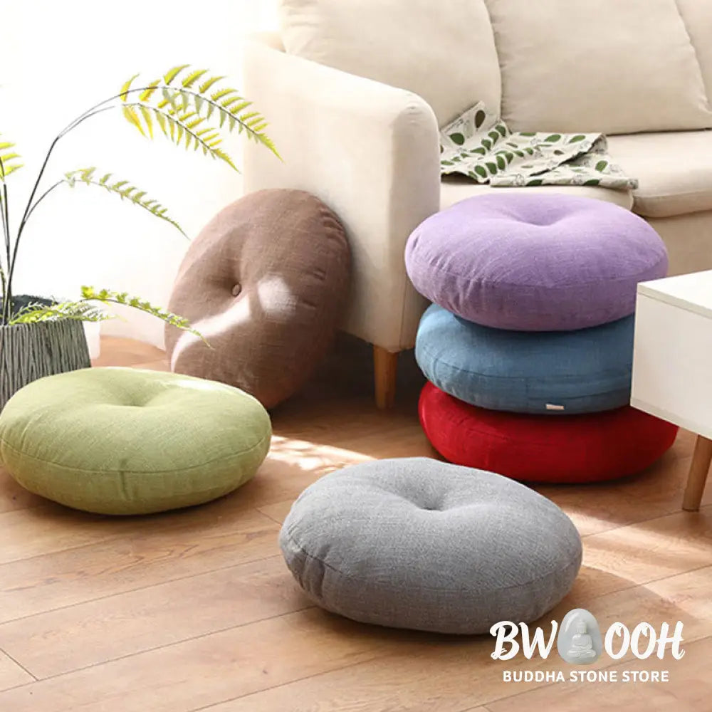BWOOOH Lotus Simple Pattern Linen Meditation Seat Cushion Home Living Room Decoration - Decorations