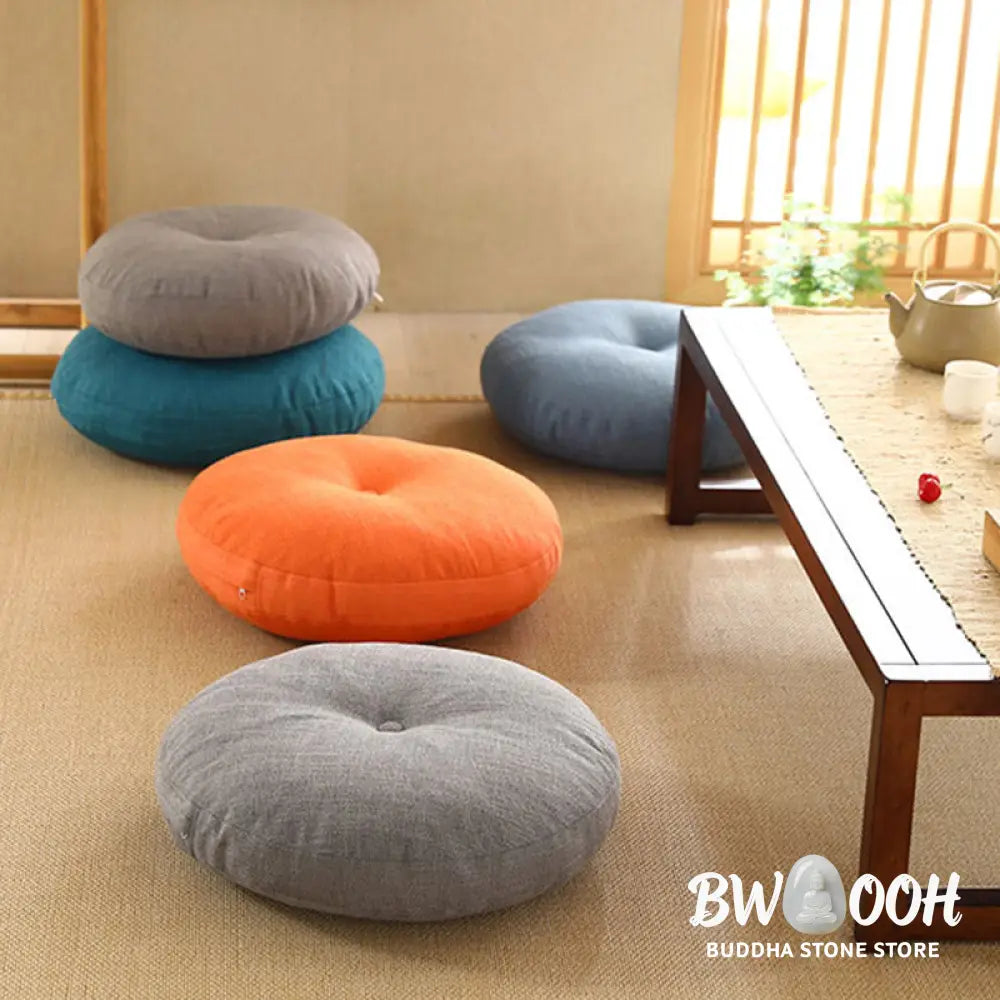BWOOOH Lotus Simple Pattern Linen Meditation Seat Cushion Home Living Room Decoration - Decorations