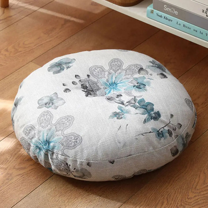 BWOOOH Lotus Simple Pattern Linen Meditation Seat Cushion Home Living Room Decoration - Non-detachable