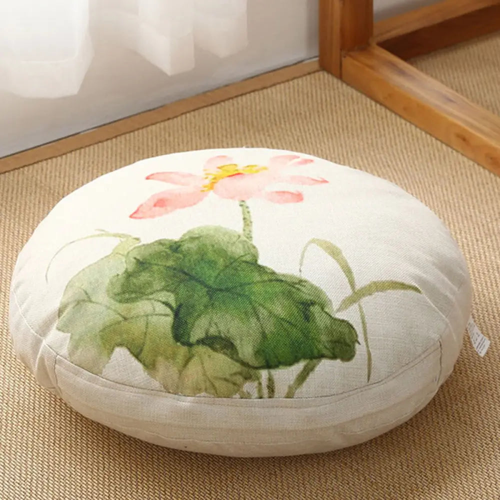 BWOOOH Lotus Simple Pattern Linen Meditation Seat Cushion Home Living Room Decoration - Non-detachable
