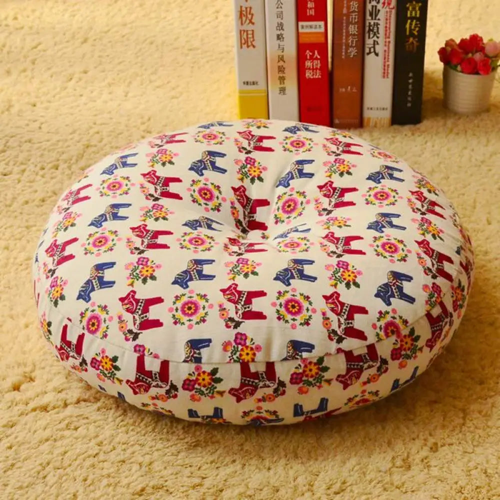 BWOOOH Lotus Simple Pattern Linen Meditation Seat Cushion Home Living Room Decoration - Non-detachable