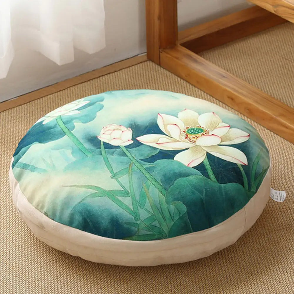 BWOOOH Lotus Simple Pattern Linen Meditation Seat Cushion Home Living Room Decoration - Non-detachable