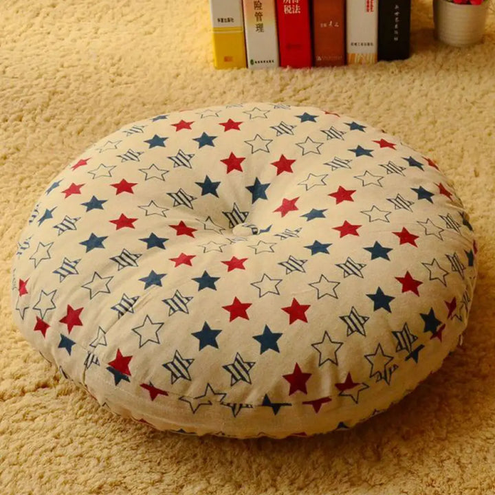 BWOOOH Lotus Simple Pattern Linen Meditation Seat Cushion Home Living Room Decoration - Non-detachable