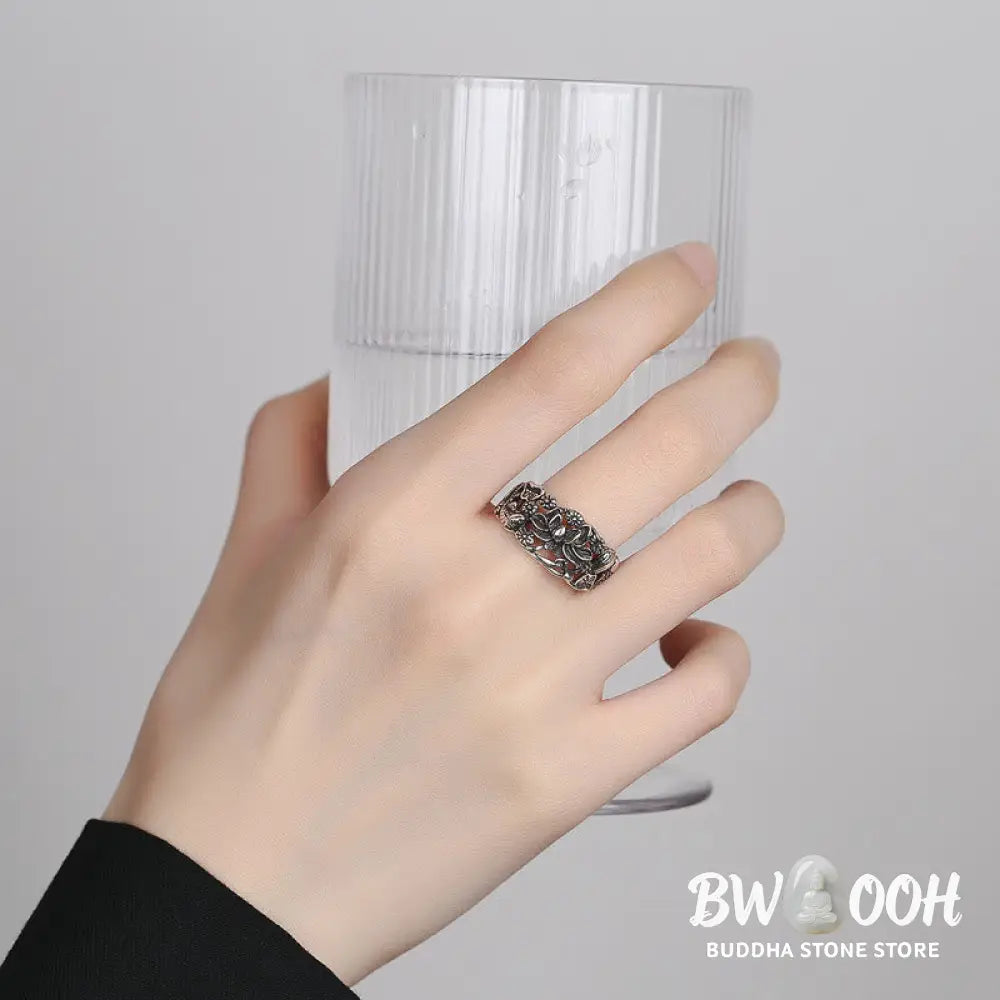 Buddha Stones Lotus Symbol Koi Fish Enlightenment Ring - BWOOOH - Lotus Koi Fish(Adjustable) - Ring